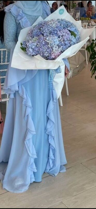 Gündəlik donlar: 3 ədəd özəl dizayn maxi don dəsti 1) Açıq mavi şifon maxi don - Zərif — 7