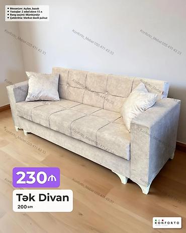 Ev və bağ: Tək divan – 200 sm - Mexanizm: açılan, bazalı (yataq funksiyalı, alt — 1