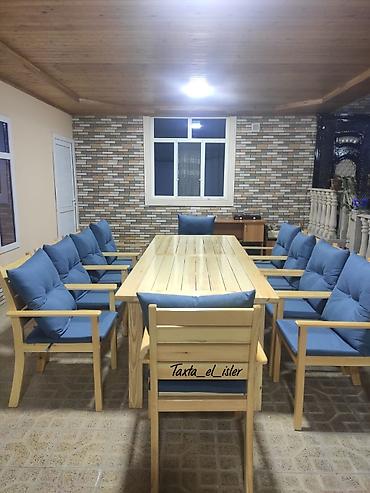 bağ stulu: ⭕Tehvil verilən sifarişimizden ⭕Material şam ağacı ⭕Stol 250x90 sm ⭕10 — 2