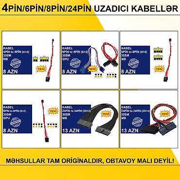 komputer kabel: Kabellər "4/6/8/24pin 35sm Uzadıcı Original" MƏHSULLAR TAM — 1
