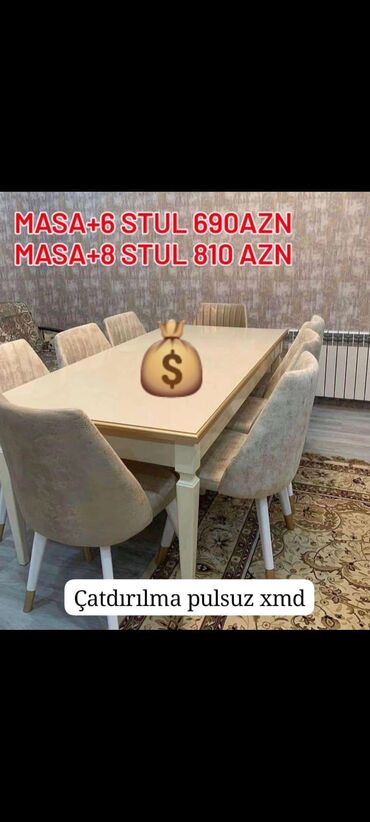 Masalar: Yeni, 8 stul