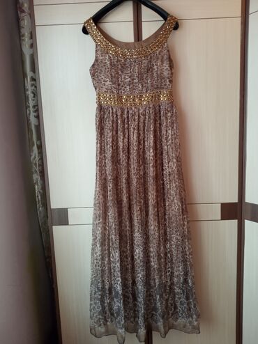 платья леопардовая: Вечернее платье, Длинная модель, Без рукавов, M (EU 38)