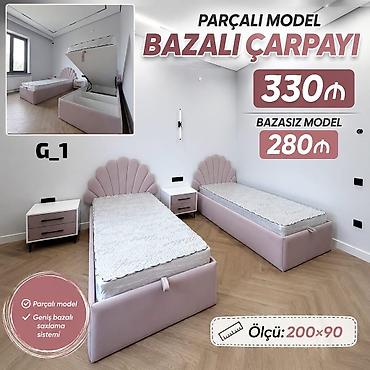 Parçalı model bazalı çarpayı – zərif pastel çəhrayı tonlarda, dəniz