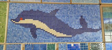 metlax sekilleri: Mozaika panel – “Delfin” dizaynı - Material: Şüşə mozaika kafel -
