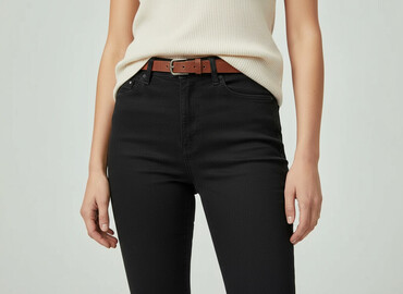 legginsy woskowane z wysokim stanem: Jeansy damskie, rozmiar L