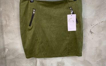 suknja na falte kombinacije: 2XL (EU 44), Mini, bоја - Maslinasto zelena
