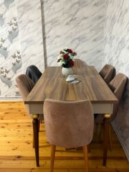 Qida məhsulları: Qonaq otağı üçün, İşlənmiş, Açılan, Dördbucaq masa, 6 stul