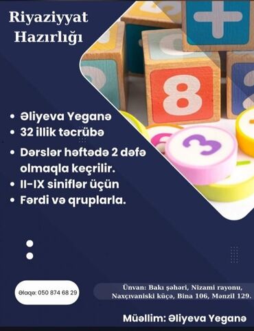 Sürücülük kursları: Repetitor, Riyaziyyat, Azərbaycan dili, İmtahanlara hazırlıq, Abituriyent hazırlığı