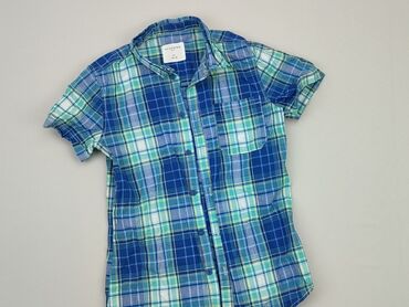 koszula krótki rękaw chłopięca: Koszula 11 lat, stan - Bardzo dobry, wzór - Kratka, kolor - Błękitny