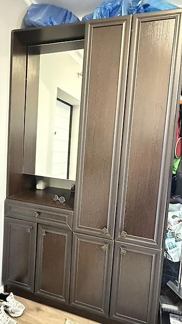 шкаф офисной: Гарнитур для прихожей, Б/у, Шкаф, ДСП, Самовывоз, цвет - Коричневый — 3