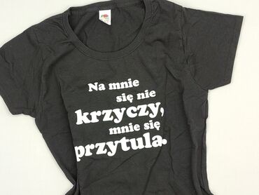 bluzki czarne krótki rekaw: T-shirt damski, Fruit Of The Loom, S