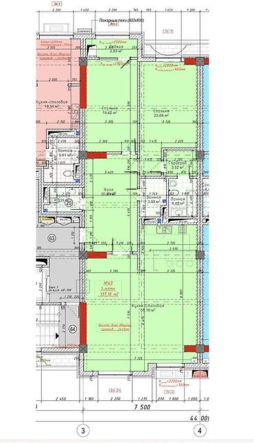 3х: 3 комнаты, 137 м², Асанбай мкр Элитка, 10 этаж, ПСО (под самоотделку) — 3