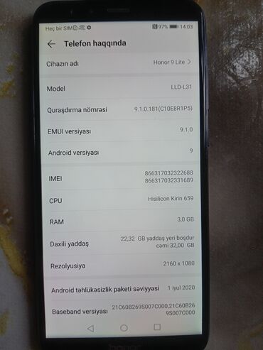 Honor: Honor 9 Lite, 32 GB, rəng - Qara