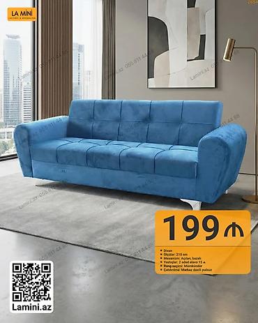 generator az: Məhsul: Divan - Ölçü: 210 sm - Mexanizm: Açılan, bazalı - Yastıq: 2 — 1