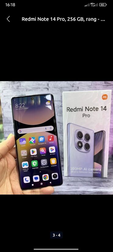 сотовый телефон fly ts112: Redmi Note 14 Pro, 256 GB, rəng - Qara, Barmaq izi