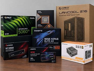 Masaüstü kompüterlər və iş stansiyaları: Ryzen 5 9600X, RTX 5060TI 8GB Gaming PC Yeni GPU – Palit RTX 5060TI — 1