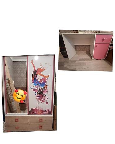ucuz termolar: Uşaq/yeniyetmə otağı üçün mebel dəsti - Güzgülü sürgülü şkaf: Ön — 1