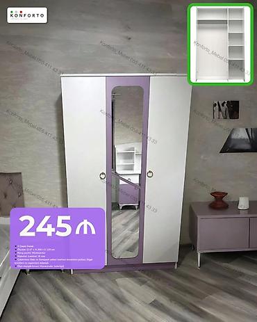 3 Qapılı Dolab - Ölçülər: 0.47 m (dərinlik) × 2.00 m (hündürlük) ×