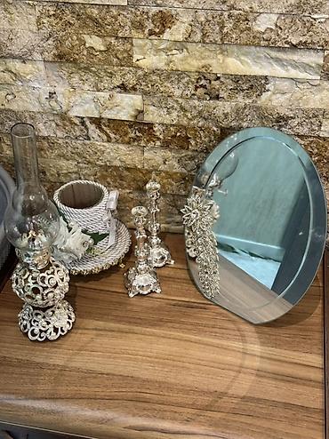 masaustu dest: Dekorativ set – güzgü, şamdanlar və aksesuar qabı - Oval masaüstü — 1