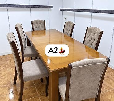 6 stul: AYNUR 2💃 Masa baglı 2 metir Masa açılanda 2 metir 40 santı cızıgı — 1