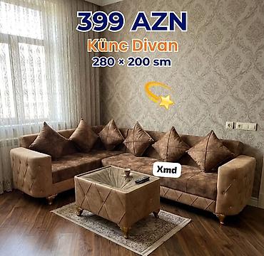 künc divanlar 2019: Künc divan – 280 × 200 sm Qiymət: 399 AZN (şəkildə göstərilib) - — 1