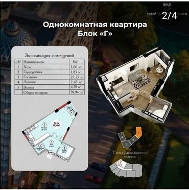 продаю квартиру в г кант жилдома: 1 комната, 40 м², Элитка, 3 этаж, ПСО (под самоотделку)