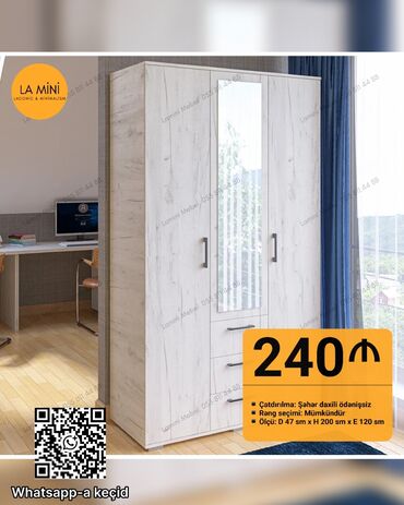 dsp qiymeti: Açılan, 3 qapılı Düz dolab, Qarderob, paltar dolabı