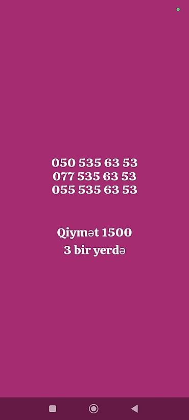 azercel nomre satisi: Xüsusi nömrə paketi - Operatorlar: 050, 077, 055 - Nömrələr: 535 63 — 1
