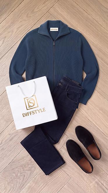 Diffstyle kişilər üçün gündəlik-şık kombin dəsti - Üst geyim: tünd