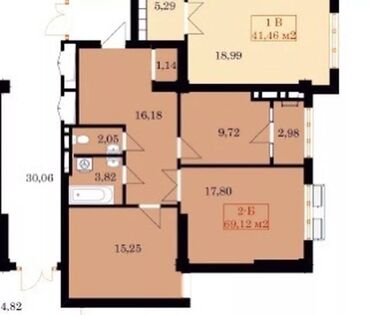 Продажа квартир: 2 комнаты, 69 м², Элитка, 3 этаж, ПСО (под самоотделку)