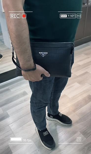 prada canta: Məhsul: Kişi əl çantası (clutch) - Rəng: Qara - Material: Timsah — 5
