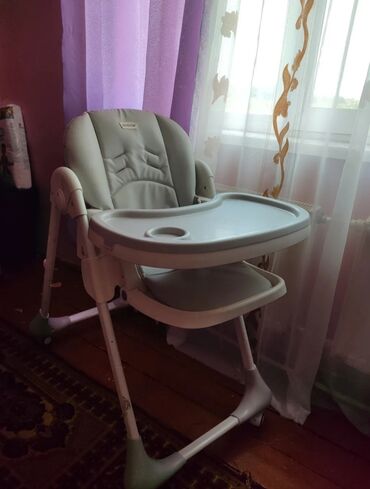 qış donları: Uşaq yemək stulu – KDDYW - Rəng: açıq boz/ağ - Yumşaq yastıqlı