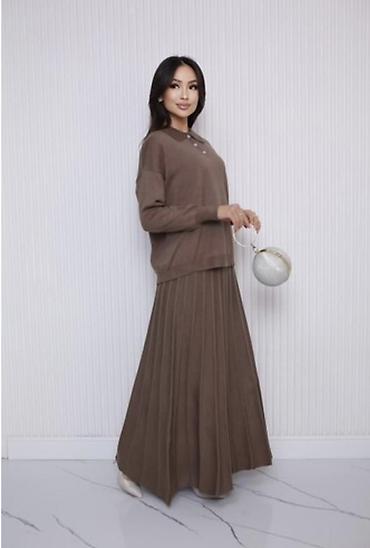 туники женские: Костюм с юбкой, Модель юбки: Плиссе, Макси, Кофта, M, L, XL — 1