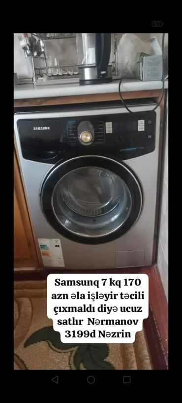 Zərərvericilərə qarşı mübarizə aparatları: Paltaryuyan maşın Samsung, 7 kq, Ehtiyat hissələri kimi, Yarımavtomat, Qurutma var, Kredit yoxdur, Ünvandan götürmə