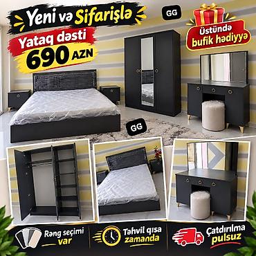 Yataq dəsti – Yeni və sifarişlə Dəst tərkibi: - İki nəfərlik çarpayı