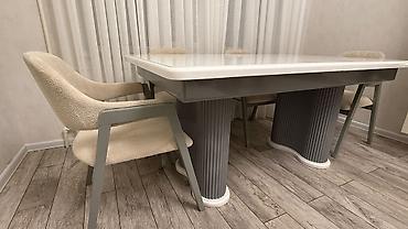 Mebel: Qonaq otağı üçün, İşlənmiş, Açılan, Dördbucaq masa, 6 stul — 2
