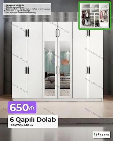 Ev və bağ: 6 Qapılı Dolab – 47×250×240 sm - Material: 18 mm laminat - Rəng — 1