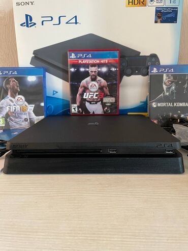 PS4 (Sony PlayStation 4): Продам Sony playstation 4 slim 1 Tb. Фулл комплект. 3 Игры. Ufc 3
