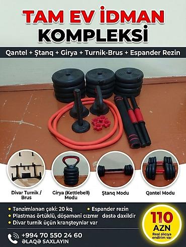 idman rezini: Tam Ev İdman Kompleksi Tərkib: - Qantel modu (dəyişən diskli) - Ştanq — 1