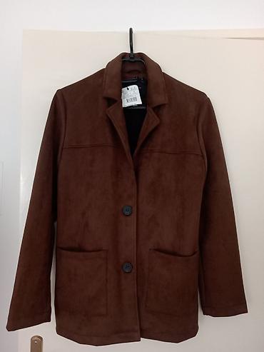 kozn: Braon ženska jakna/kaput od veštačkog antilopa (suede look) – Loose — 1