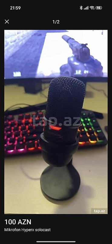 hyperx cloud 3: HyperX SoloCast USB mikrofon - Kompakt masaüstü dizayn, tənzimlənən — 1