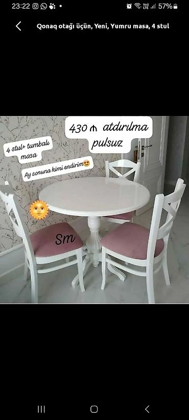 lalafo stol stul: Mətbəx üçün, Yeni, Açılmayan, Yumru masa, 4 stul — 1