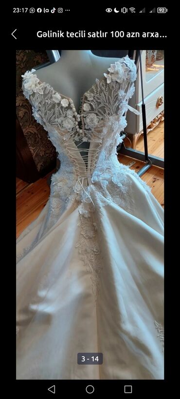 Toy paltarları: Gəlinik tecili satlır 200 azn yox❌100 azn arxası şilefdi maye — 3