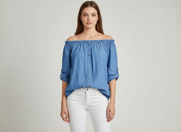 czarne bluzki z rękawem 3 4: Women's blouse, size S