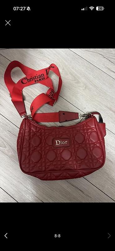 Qırmızı çiyin/çapraz çanta – Dior loqolu - Material: quilted tekstura