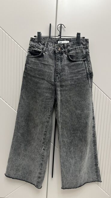 джинсовые брюки женские: Широкие джинсы ZARA - Цвет: вываренный серый/black washed (эффект