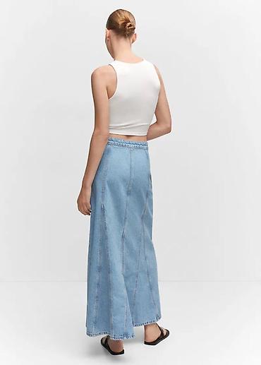 uzun etek: MANGO Xs (xxs) YENI Denim uzun ətək - Model: A-kəsimli, maxi — 3