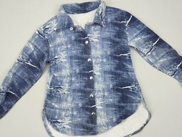 wrangler koszule jeansowe: Сорочка 5-6 р., стан - Хороший, візерунок - Однотонний, колір - Синій