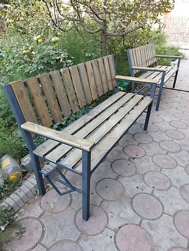 Үй жана бакча үчүн бардык: Отургуч Металл, Жөлөнгүчү менен, Чатырсыз — 3