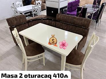 kuxna stol: Mətbəx üçün, Yeni, Dördbucaq masa, 2 stul — 1